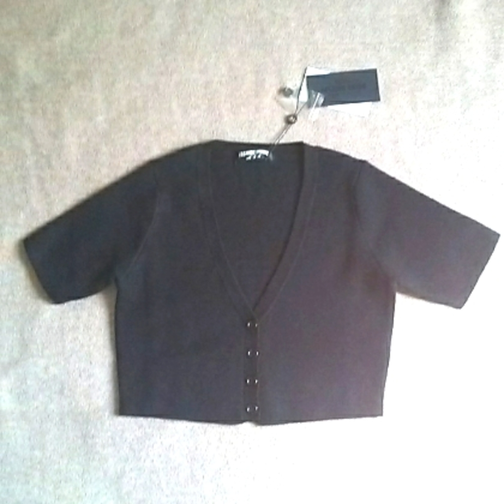 Fashion Union Black Crop Top Sweater, Size 0